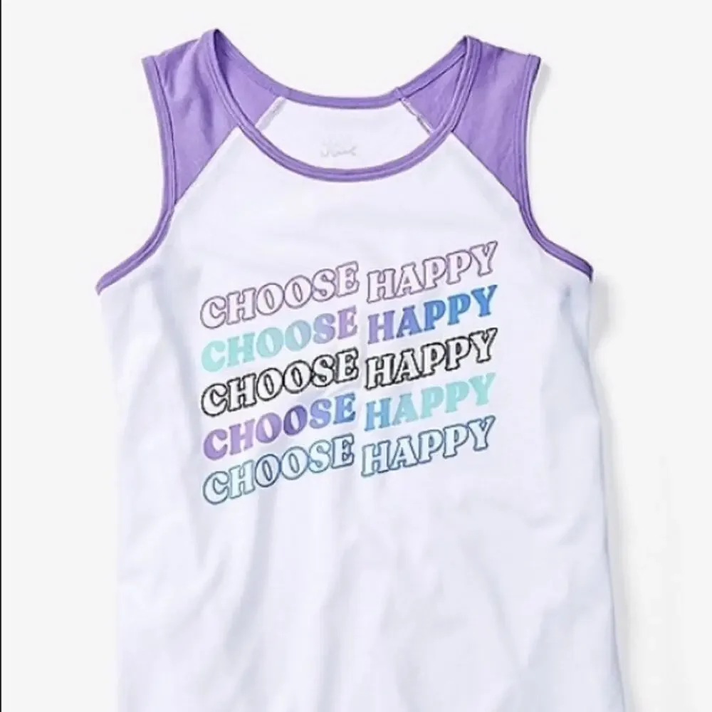NWT Justice Active Choose Happy Graphic Tank Top Youth Girls Size 14-16